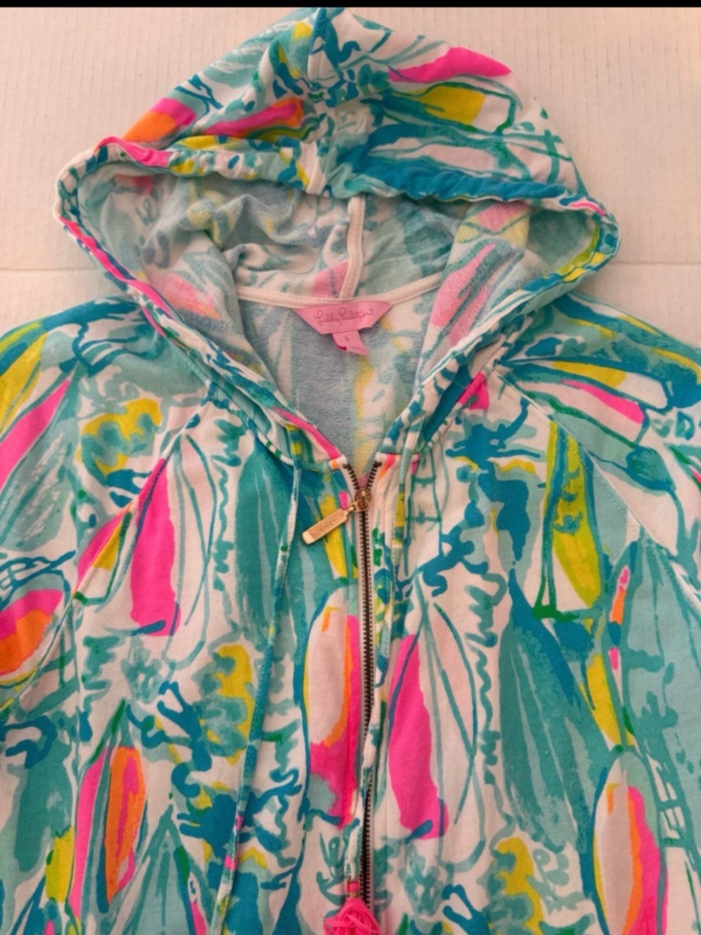 Lilly Pulitzer Hoodie Jacket Cotton Blend Full Zip Sz S